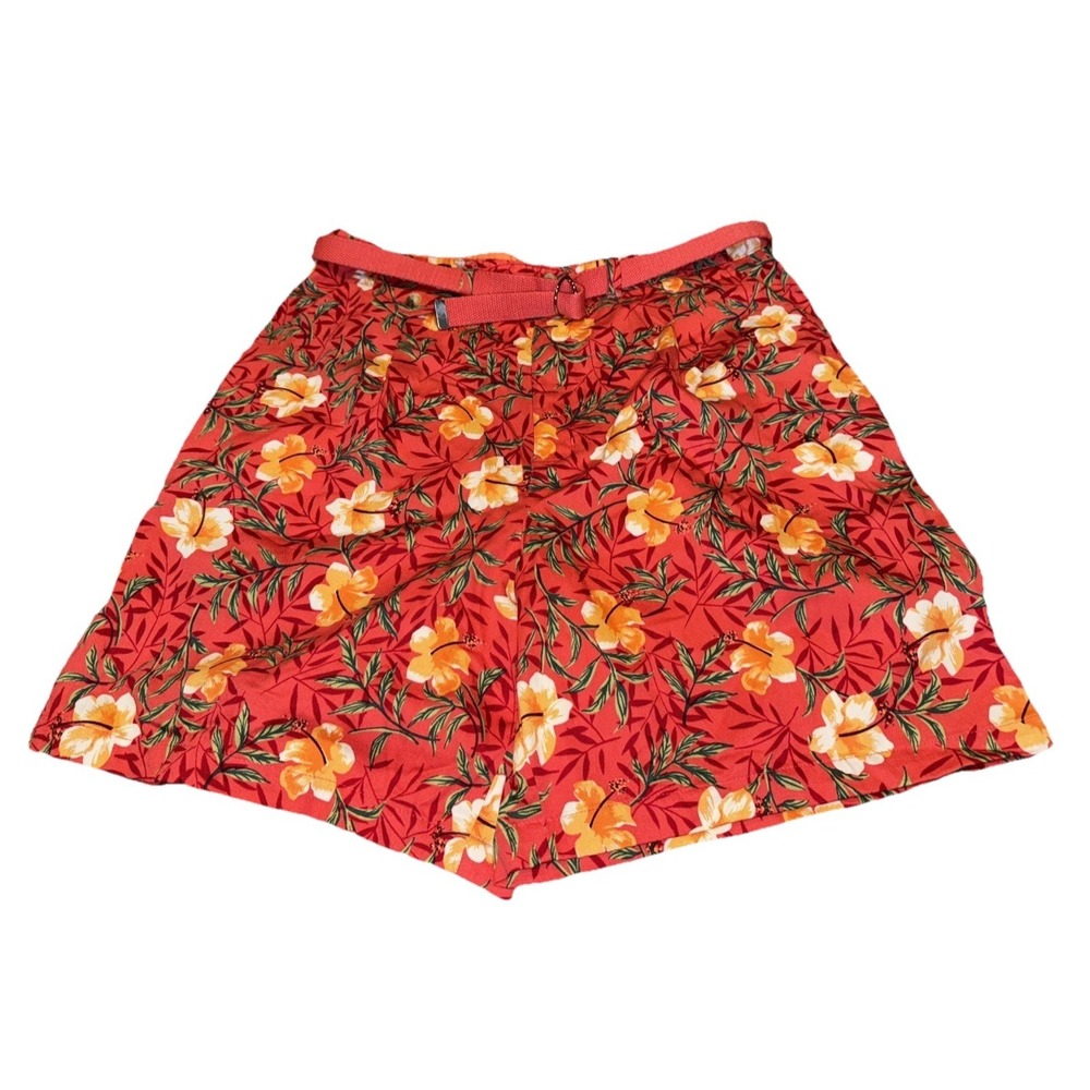 Vtg WHITE STAG Orange Hawaiian Style Womens Pleated Mom Shorts Sz 16 New